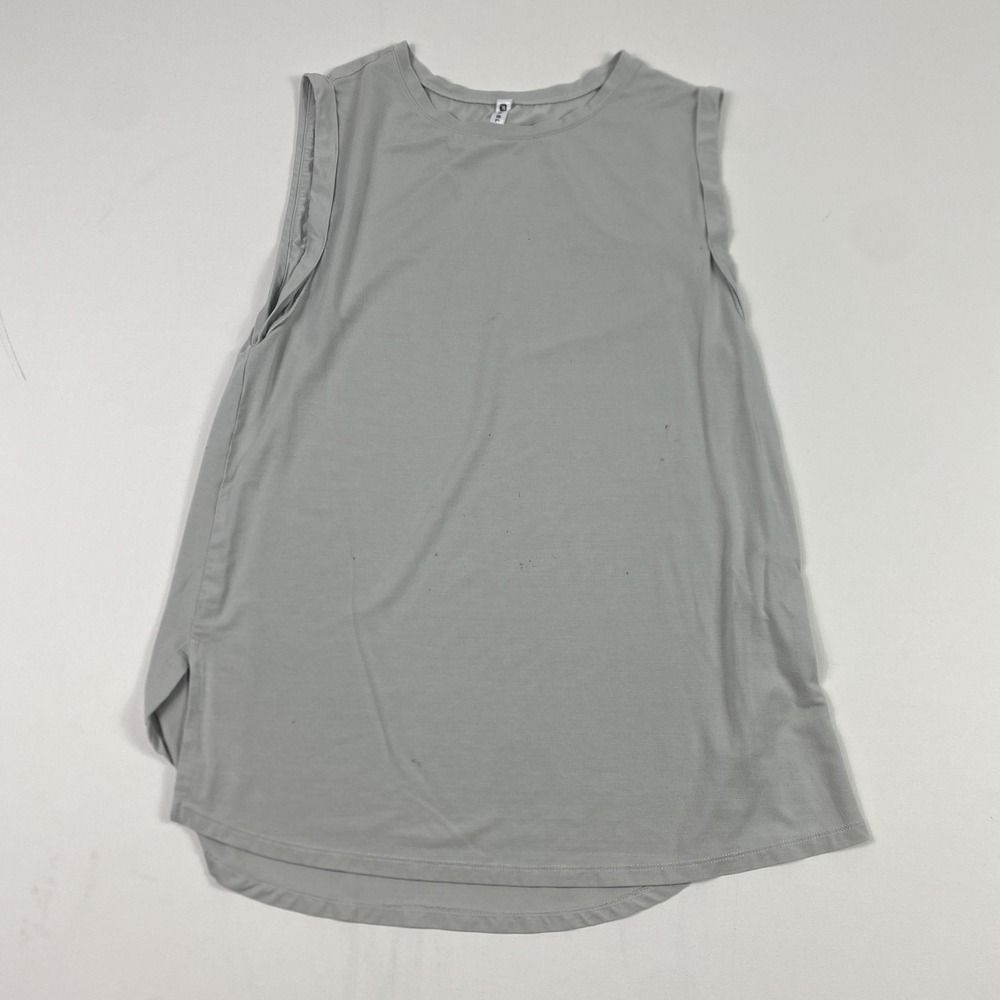 Fabletics Shirt Womens XS Gray Tencel Sleeveless Tank Top Curved Hem Activewear